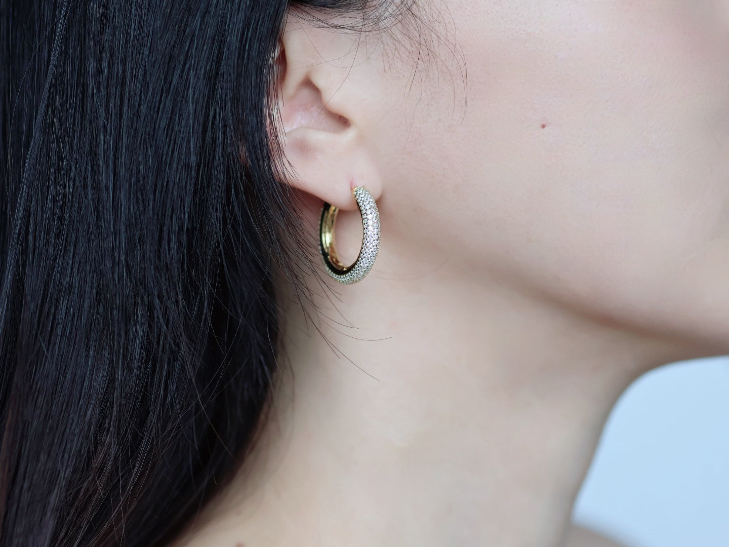 Stone Hoop Earrings